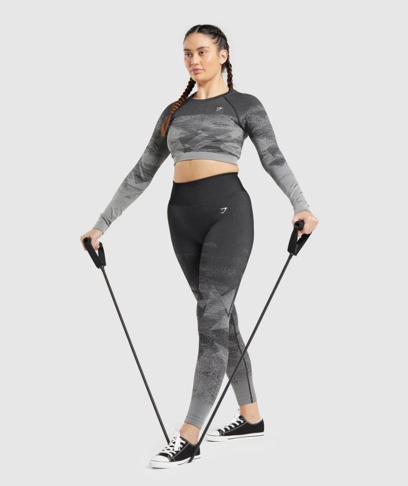 Women's Gymshark Adapt Ombre Cropped Tops Grey | NZ 5GDCYO